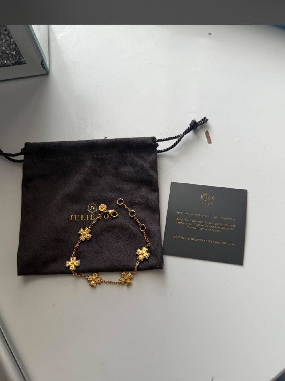 Julie Vos Gold Cross Link Bracelet - Gold Adjustable